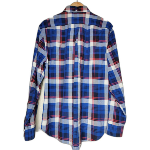 Bonobos Plaid Red White Blue Men's Long Sleeve Button Shirt - Large - Picture 2 of 5